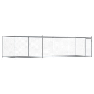 Jaula de perros con puerta acero galvanizado gris 6x2x1.5 m H