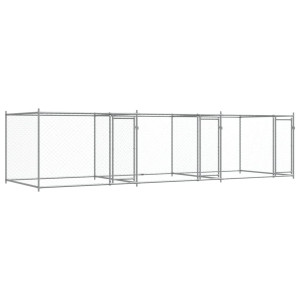 Jaula de perros con puertas acero galvanizado gris 6x2x1.5 m H