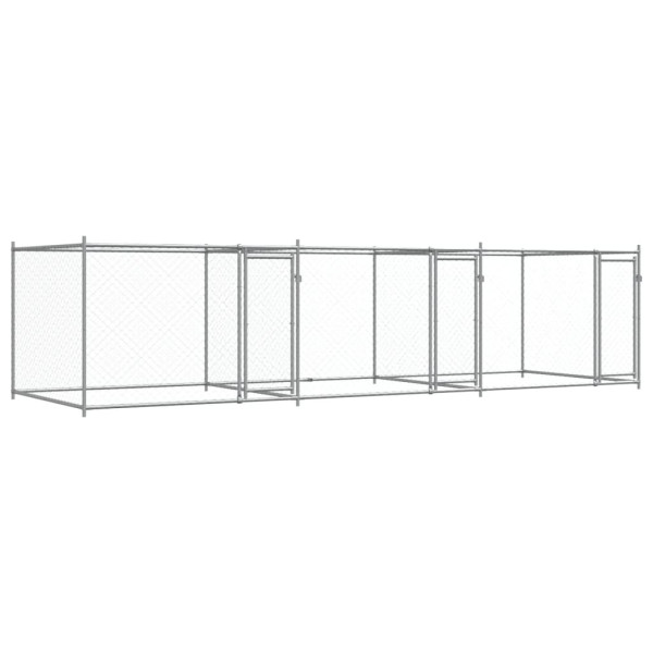 Jaula de perros con puertas acero galvanizado gris 6x2x1.5 m M 2