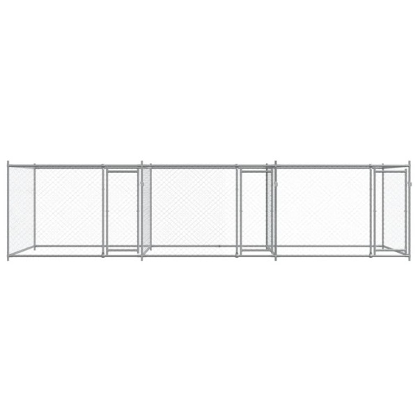 Jaula para cão com portas 6x2x1.5 m aço galvanizado cinzento M 4