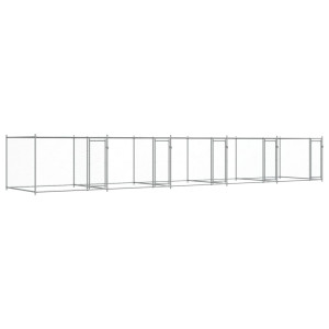 Jaula de perros con puertas acero galvanizado gris 10x2x1.5 m H