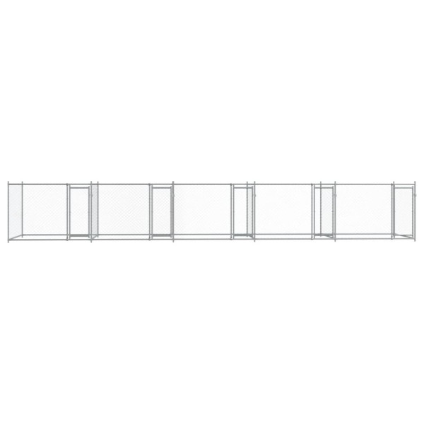Jaula de perros con puertas acero galvanizado gris 10x2x1.5 m M 4