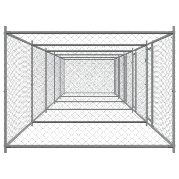 Jaula de perros con puertas acero galvanizado gris 10x2x1.5 m M 5