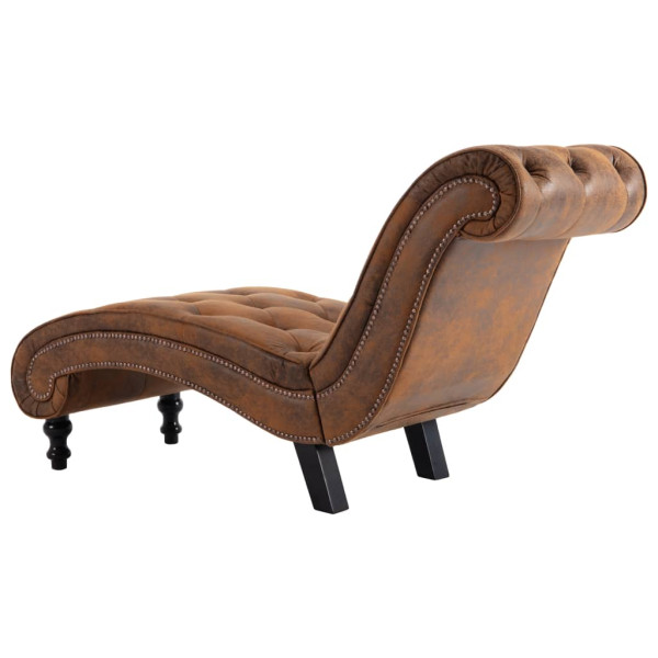 Chaise longue camurça artificial castanho M 5