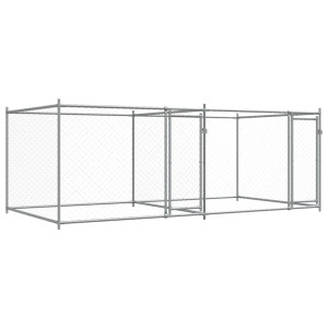 Jaula de perros con puertas acero galvanizado gris 4x2x1.5 m H