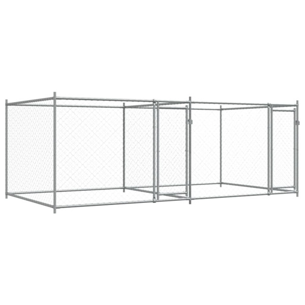 Jaula para cão com portas 4x2x1.5 m aço galvanizado cinzento M 2