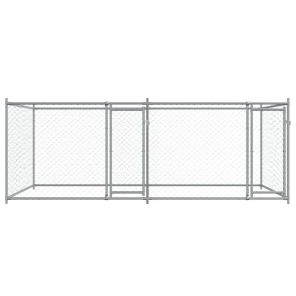 Jaula de perros con puertas acero galvanizado gris 4x2x1.5 m M 4