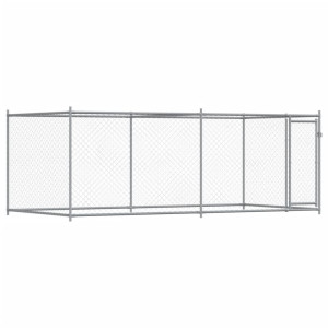Jaula de perros con puerta acero galvanizado gris 4x2x1.5 m H
