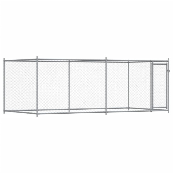 Jaula de perros con puerta acero galvanizado gris 4x2x1.5 m M 2