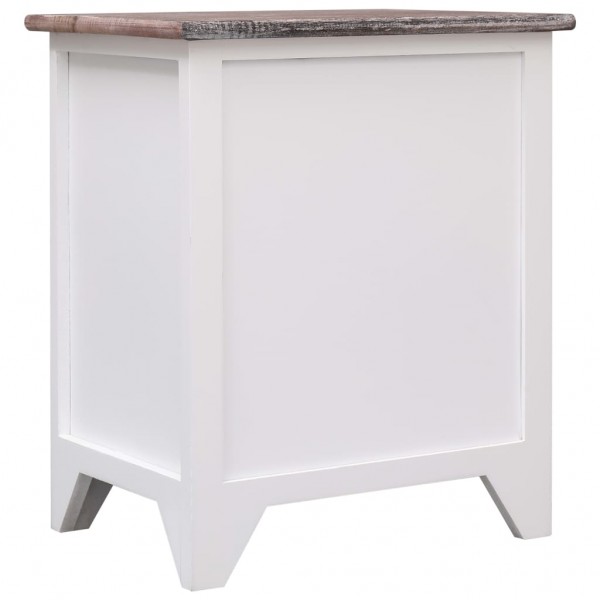 Mesa de cabeceira 38x28x45 cm madeira paulownia castanho/branco M 4