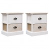 Mesas de cabeceira 38x28x45 cm 2 pcs paulownia branco e natural 1