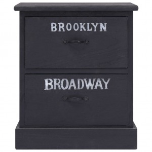 Mesita de noche madera de Paulownia negro 38x28x45 cm H