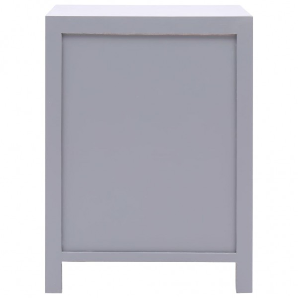 Mesita de noche madera de Paulownia gris 38x28x52 cm M 5