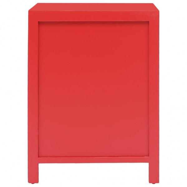 Mesita de noche madera de Paulownia rojo 38x28x52 cm M 4