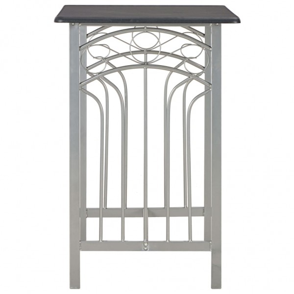 Set mesa y sillas altas de cocina 3 piezas madera y acero negro M 4