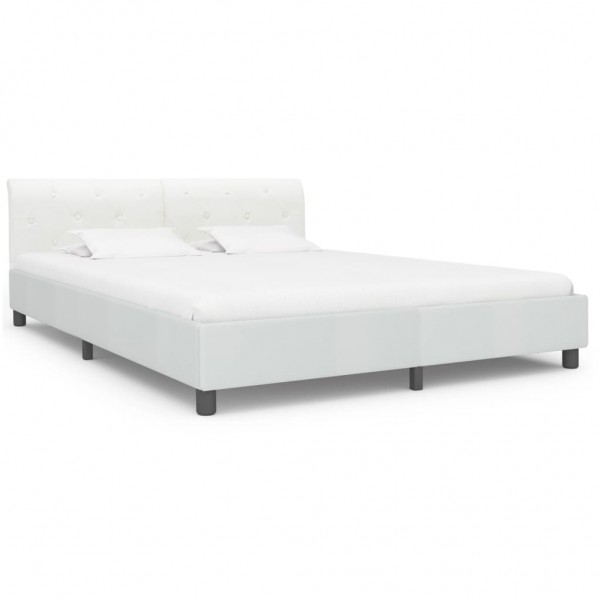 Estructura de cama de cuero sintético blanco 180x200 cm D