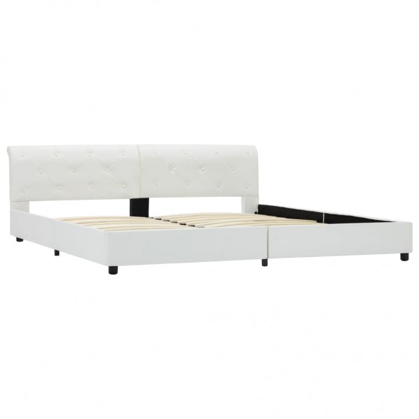Estrutura de cama 180x200 cm couro artificial branco M 2