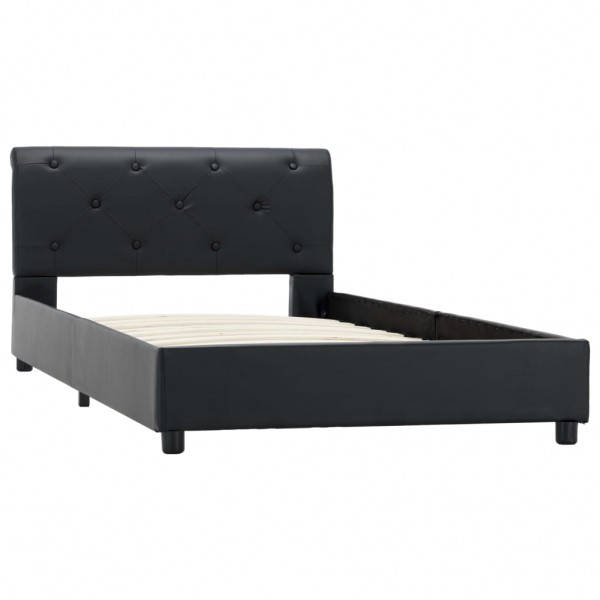 Estrutura de cama 90x200 cm couro artificial preto M 2