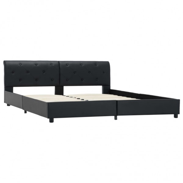Estrutura de cama 160x200 cm couro artificial preto M 2