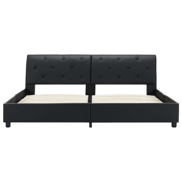 Estrutura de cama 160x200 cm couro artificial preto M 3