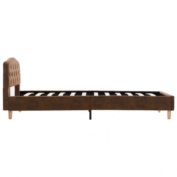 Estrutura de cama 90x200 cm camurça artificial castanho M 4