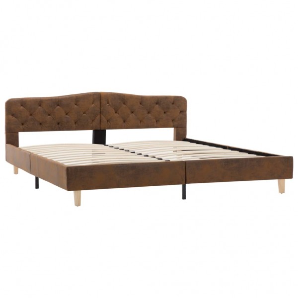 Estructura de cama de piel de ante artificial marrón 180x200 cm M 2