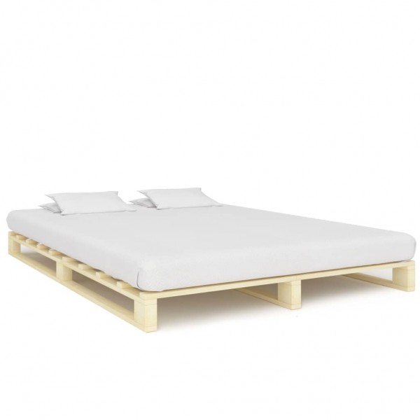 Estructura de cama de palés madera maciza de pino 140x200 cm D