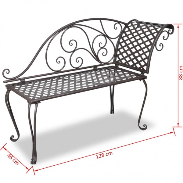Chaise lounge para jardim 128 cm aço antigo castanho M 5