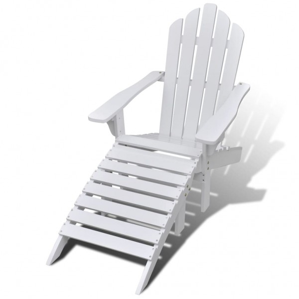 Silla de jardín con otomana madera blanca M 3