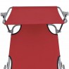Tumbona plegable con toldo acero y tela rojo 4