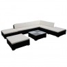 Set muebles de jardín 8 piezas y cojines ratán sintético negro 2