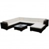 Set muebles de jardín 8 piezas y cojines ratán sintético marrón 1
