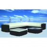 Set muebles de jardín 8 piezas y cojines ratán sintético negro 2