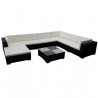 Set muebles de jardín 8 piezas y cojines ratán sintético negro 1