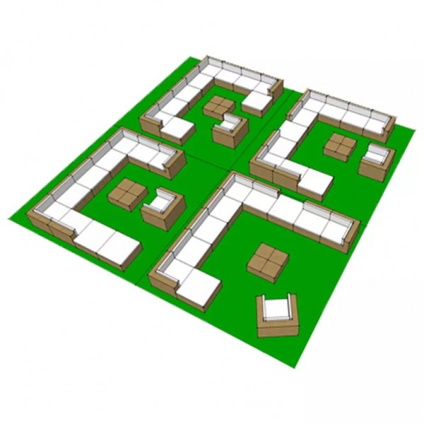 Set muebles de jardín 12 pzas y cojines ratán sintético negro M 4