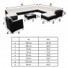 12 pcs conjunto lounge de jardim c/ almofadões vime PE preto 5