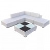 Set muebles de jardín 6 piezas y cojines ratán sintético blanco 2