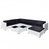 8 pcs conjunto lounge de jardim c/ almofadões vime PE branco 1