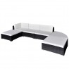 Set muebles de jardín 6 piezas y cojines ratán sintético negro 1