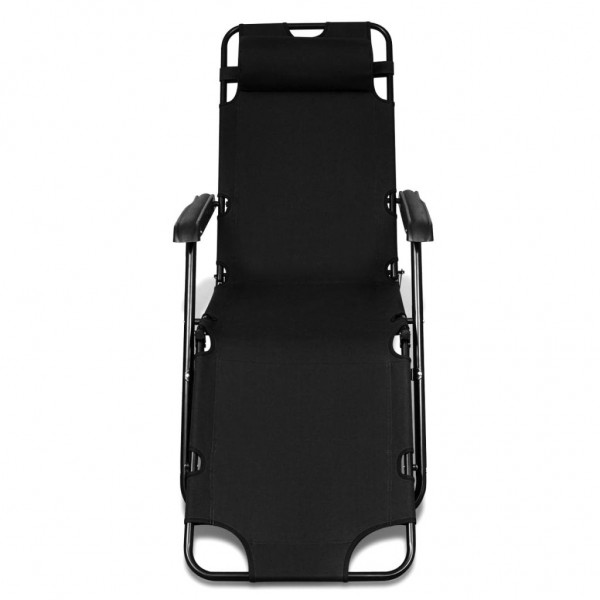 Tumbonas plegables con reposapiés 2 unidades acero negra M 4