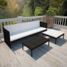 Set de muebles de jardín 3 pzas y cojines ratán sintético negro 3