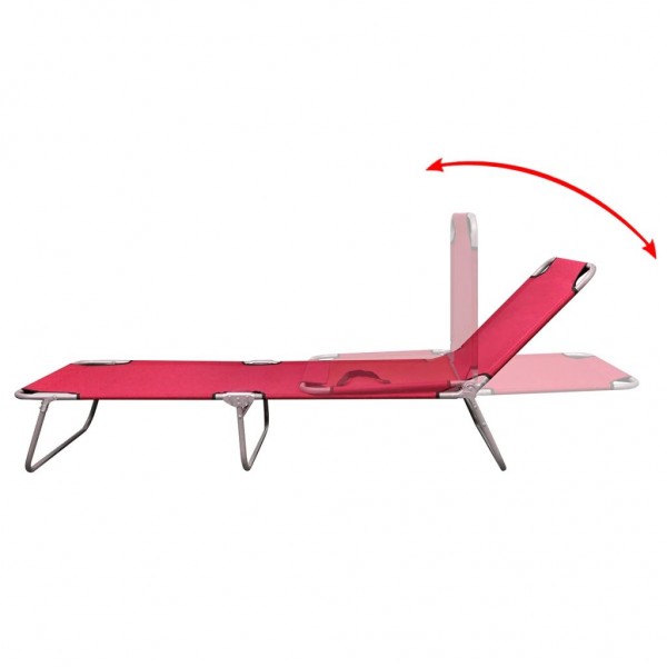 Tumbona plegable de acero con recubrimiento polvo roja M 3