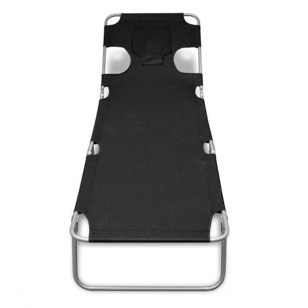 Tumbona plegable de acero con cojín de cabeza acero negra M 3