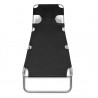 Tumbona plegable de acero con cojín de cabeza acero negra 3