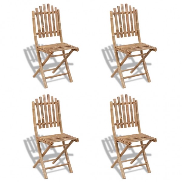 5 pcs conjunto de jantar dobrável p/ exterior bambu M 4