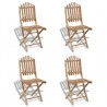 5 pcs conjunto de jantar dobrável p/ exterior bambu 4