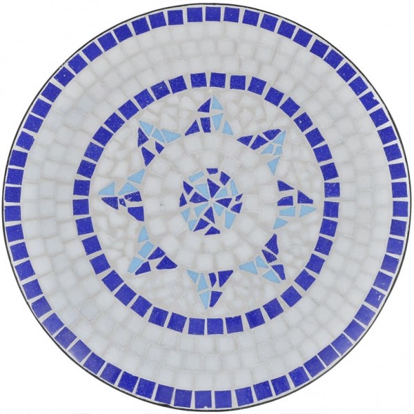Mesa de bistro terraza mosaico azul y blanco 60 cm M 3