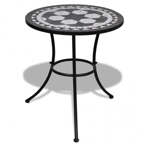 Mesa de bistro terraza mosaico negro y blanco 60 cm D