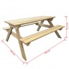 Mesa de picnic de madera de pino 150x135x71.5 cm 4
