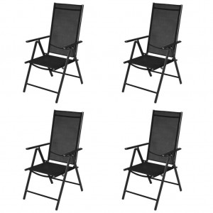 Sillas plegables de jardín 4 uds aluminio y textilene negro H